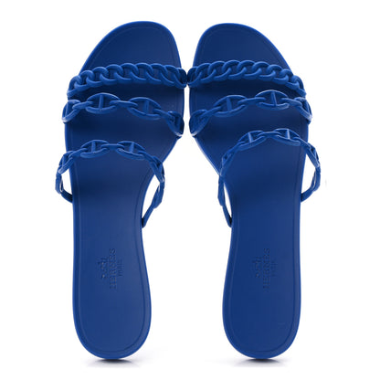 Hermes Rubber Chaine d'Ancre Rivage Sandals 39 Bleu Smalt 2 of 10
