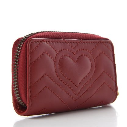 Gucci Calfskin Matelasse GG Marmont Zip Around Key Case Hibiscus Red 3 of 7