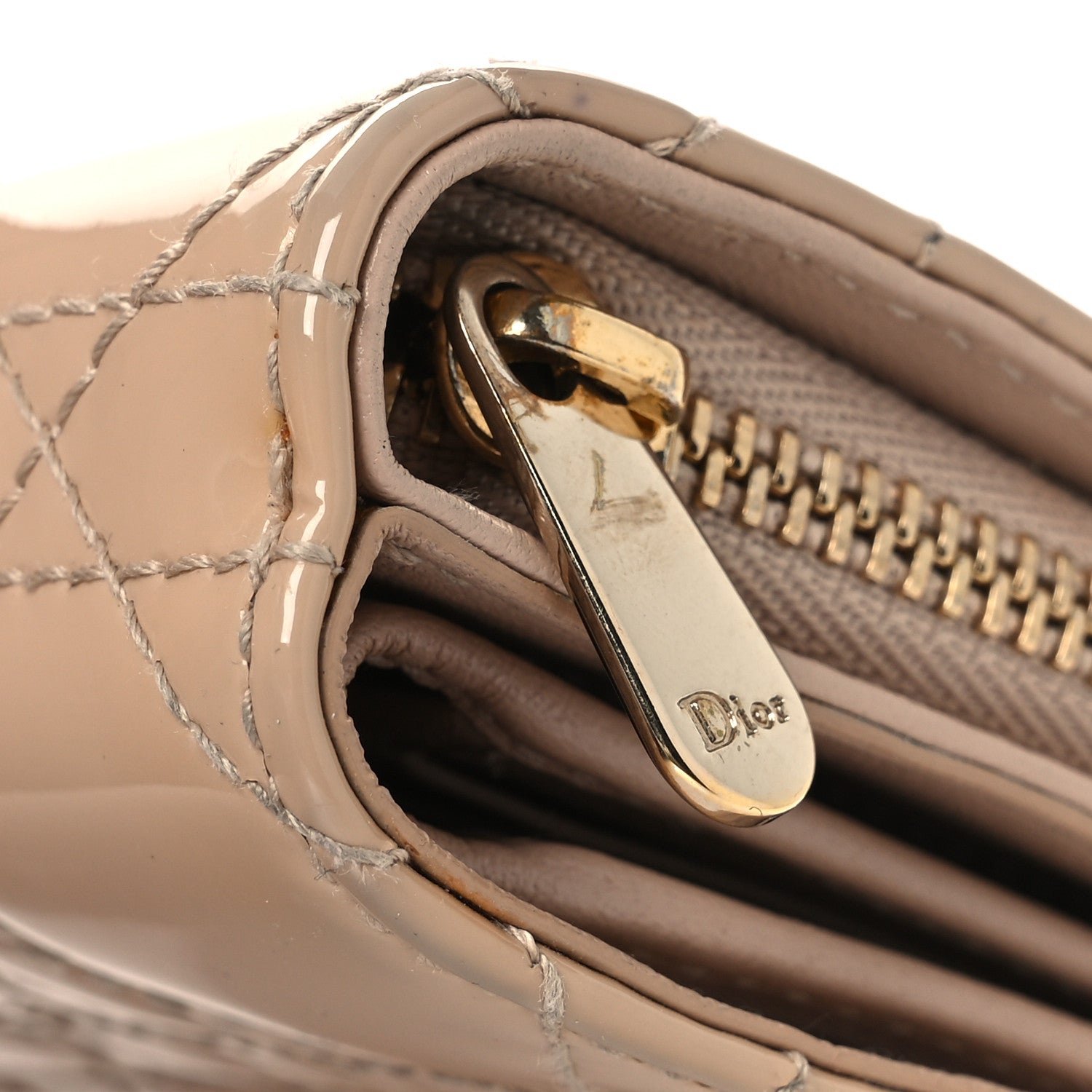 Christian Dior Patent Cannage Lady Dior Eden Wallet Beige 9 of 12