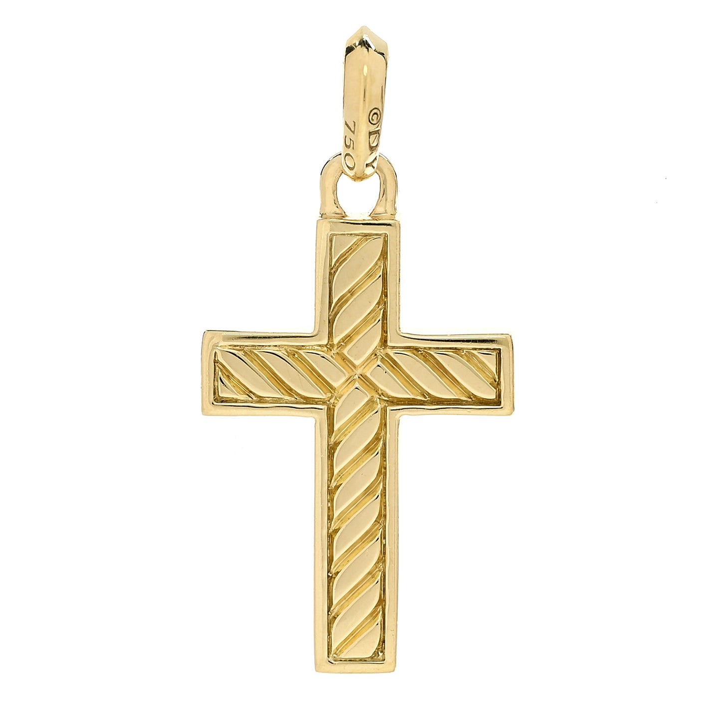 18K Yellow Gold Diamond 23mm Amulet Cross Pendant