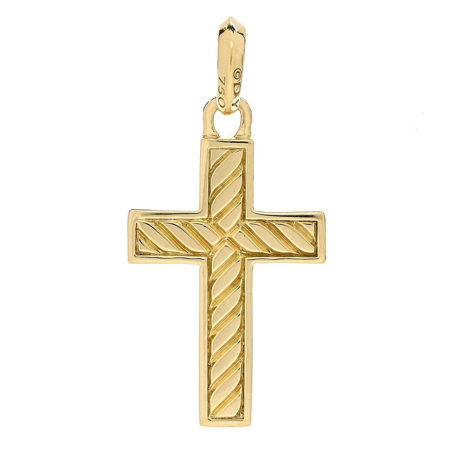 David Yurman 18K Yellow Gold Diamond 23mm Amulet Cross Pendant 3 of 4