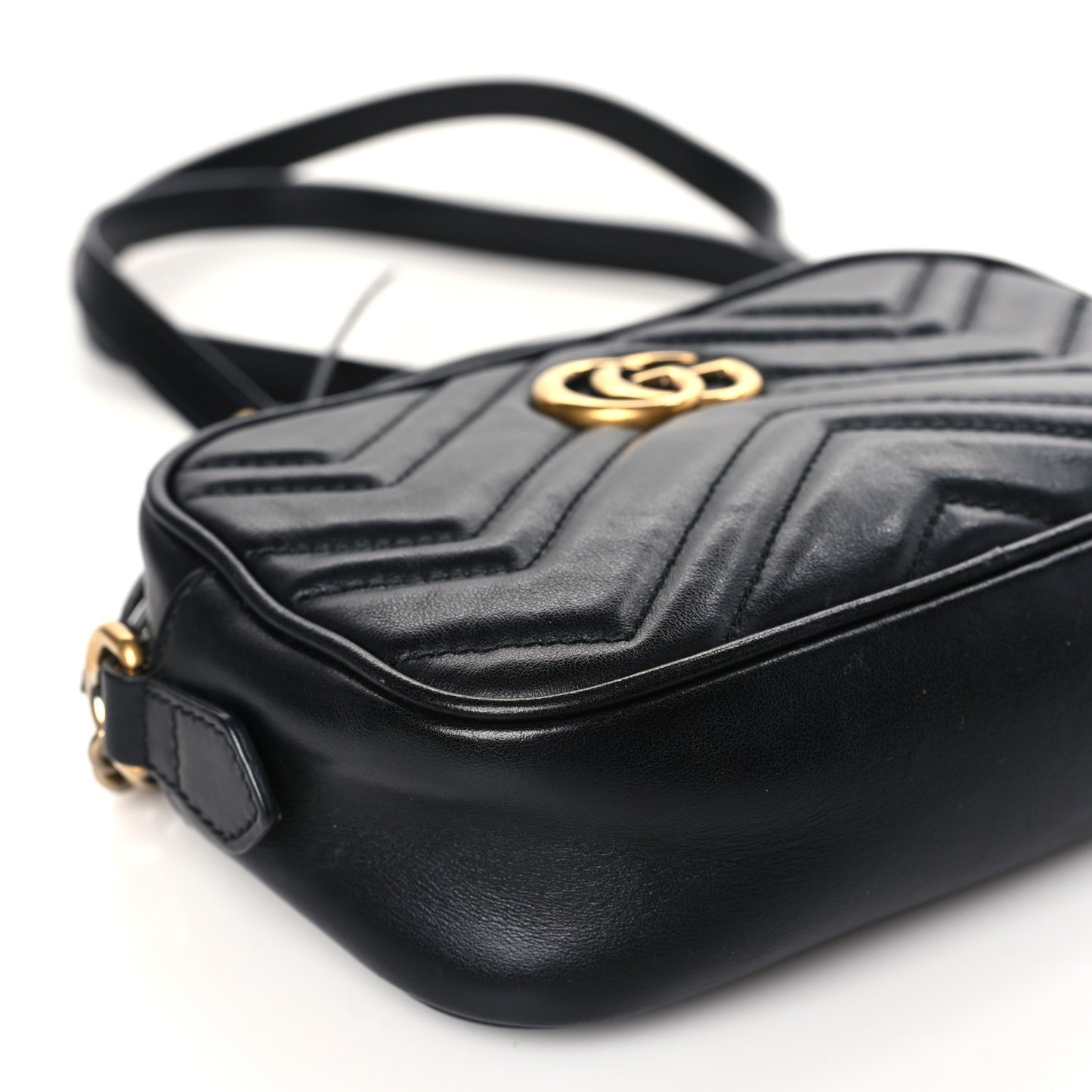 Calfskin Matelasse Mini GG Marmont Chain Shoulder Bag Black