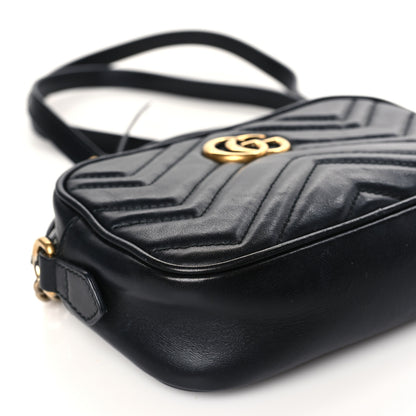 Gucci Calfskin Matelasse Mini GG Marmont Chain Shoulder Bag Black 7 of 8