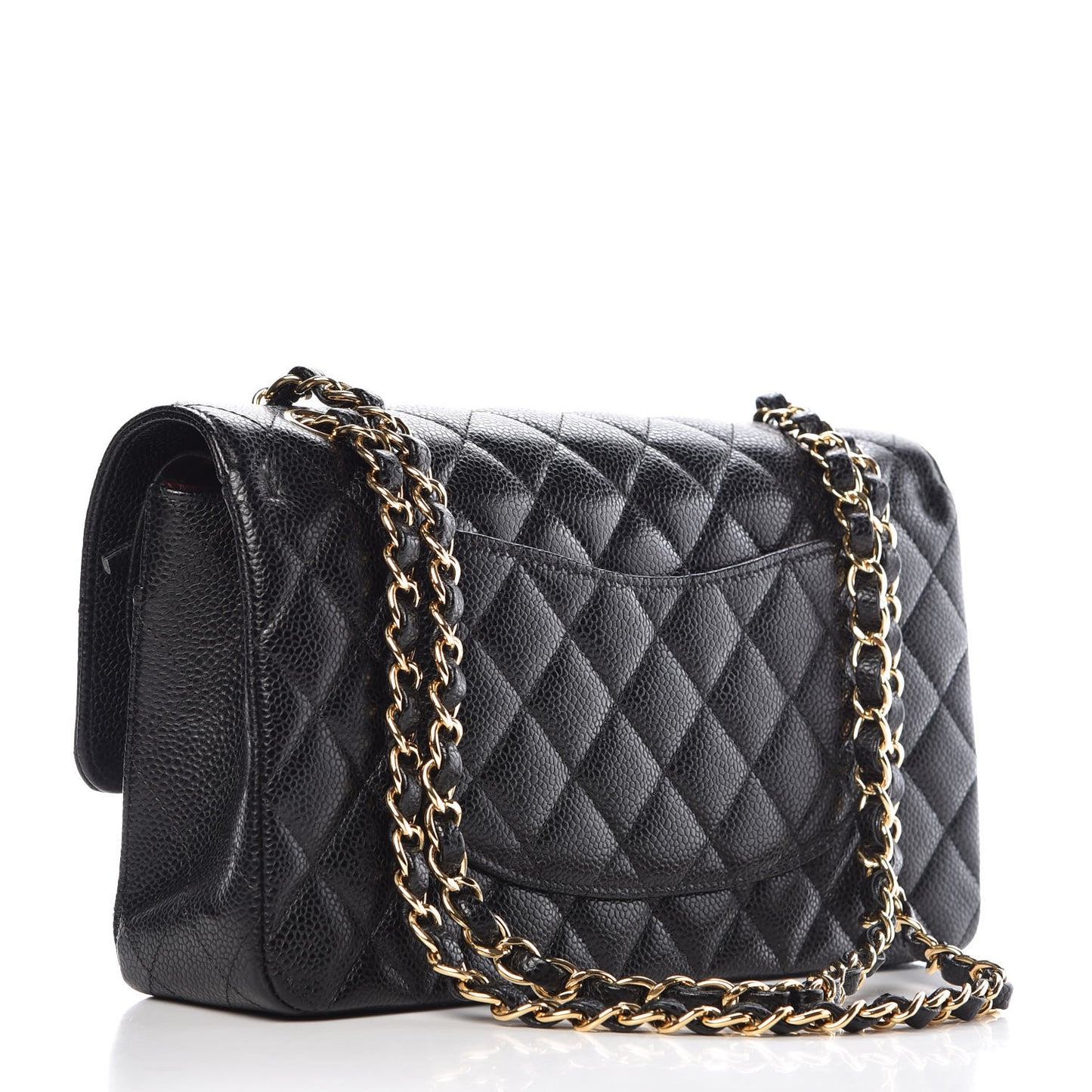 Caviar Quilted Medium Double Flap Black