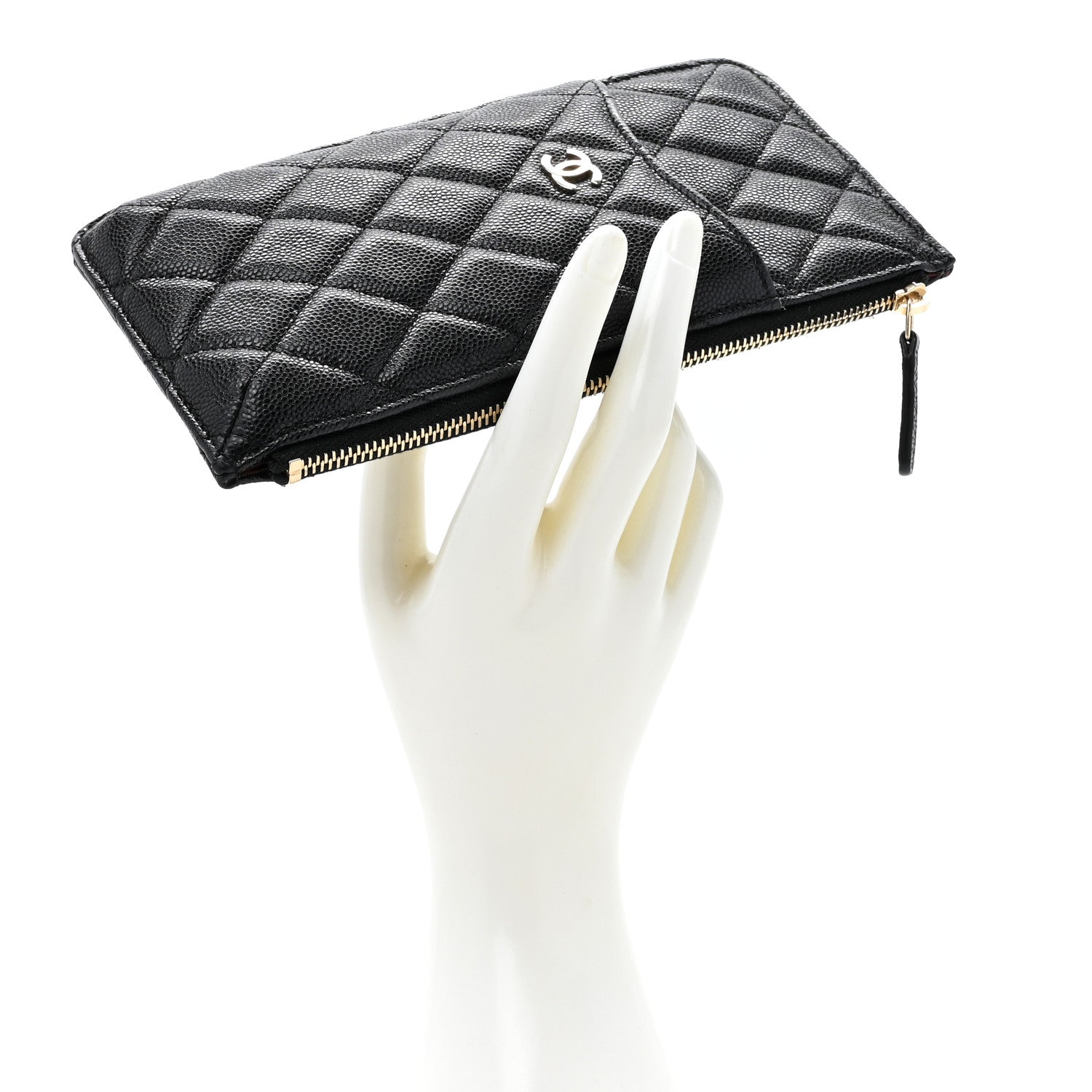 Chanel Caviar Quilted Classic Flat Wallet Pouch Black 2 of 8