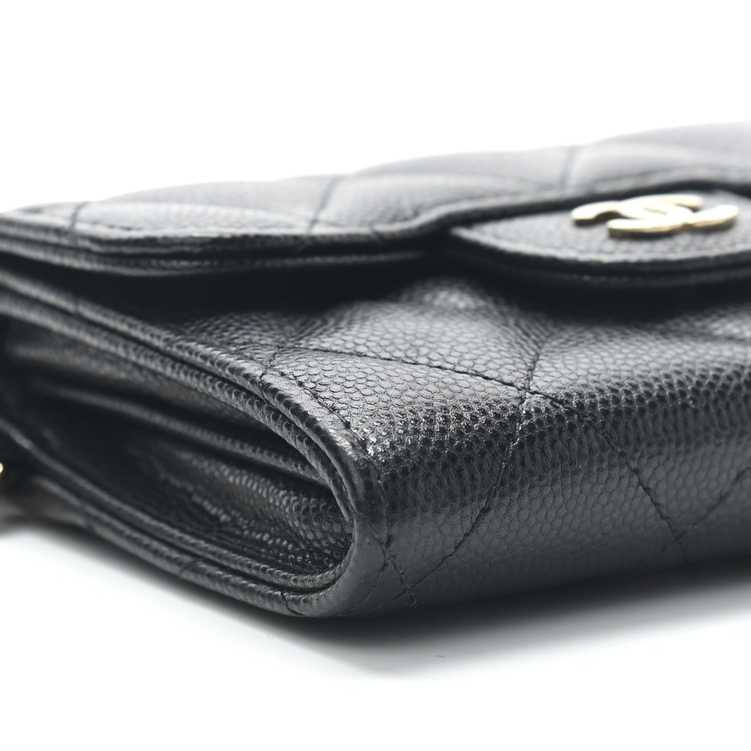 Chanel Caviar Quilted Flap Card Holder Chain Wristlet Black 8 of 9