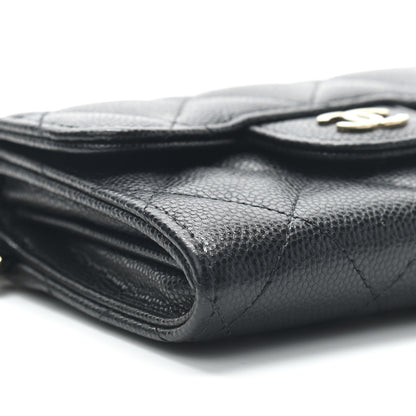 Chanel Caviar Quilted Flap Card Holder Chain Wristlet Black 9 of 12