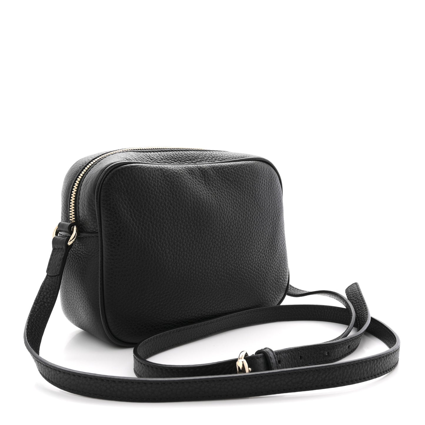 Pebbled Calfskin Small Soho Disco Bag Black