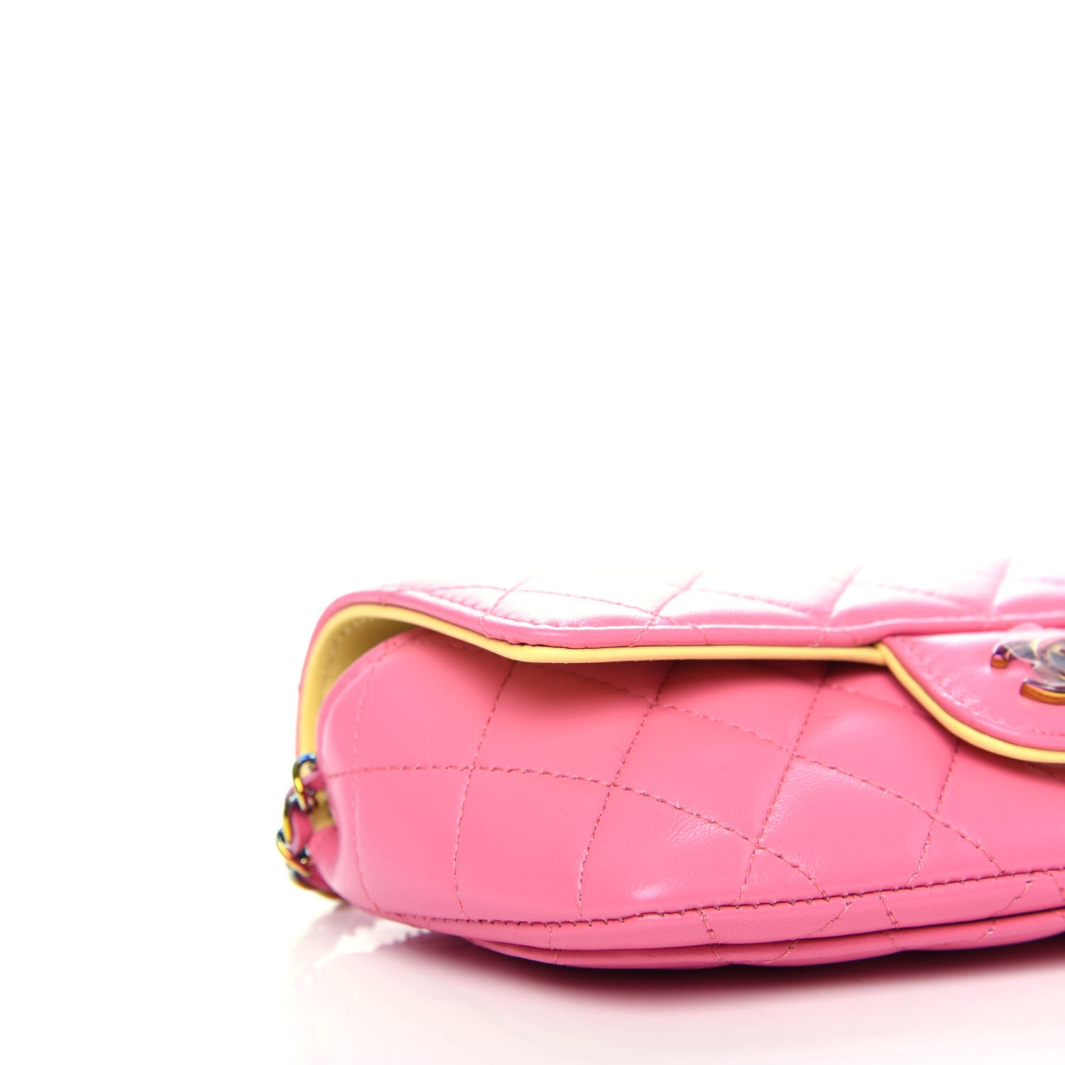 Chanel Lambskin Quilted Glasses Case With Chain Pink Yellow 9 of 12
