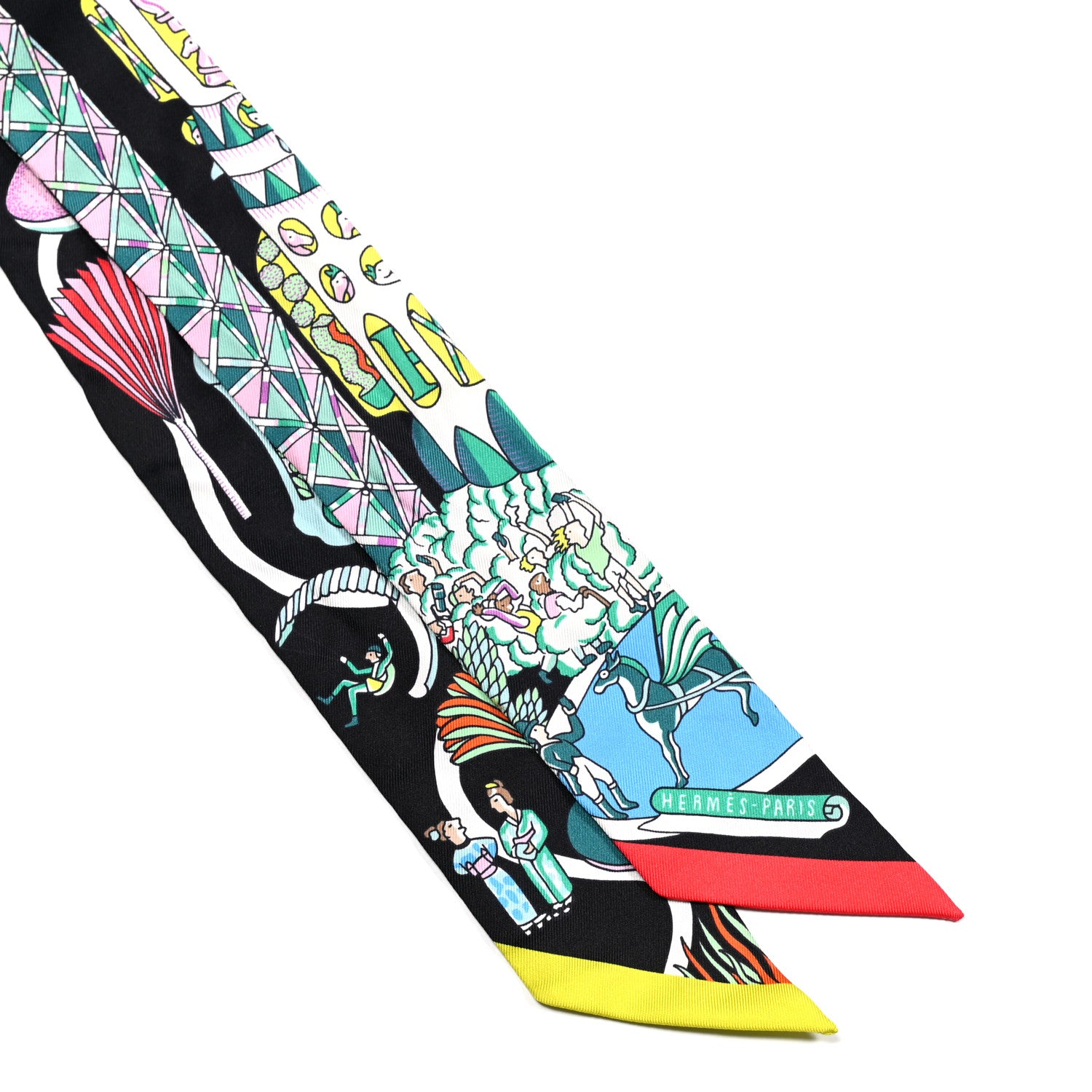 Hermes Silk Exposition Universelle Twilly Black Vert Rose 2 of 4