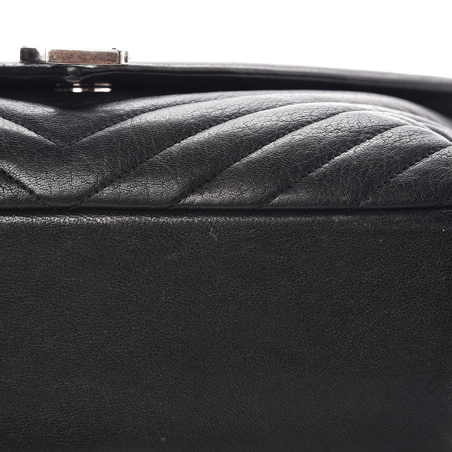 Saint Laurent Sheepskin Matelasse Chevron Monogram Large College Satchel Black 13 of 13
