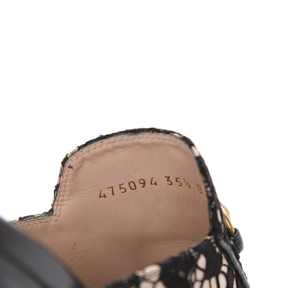 Gucci Lace Malaga Kid Womens Princetown Slippers 35.5 Black Skin Rose 8 of 9