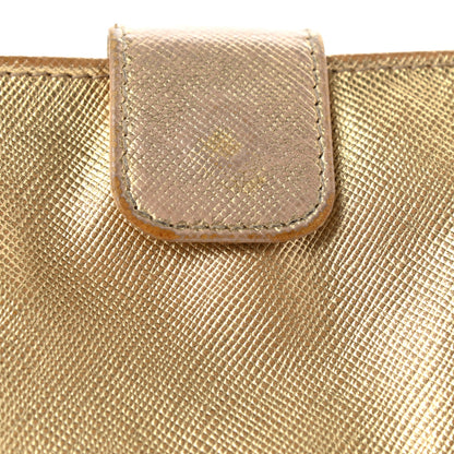 Prada Metallic Saffiano Compact Flap Wallet Gold 14 of 14
