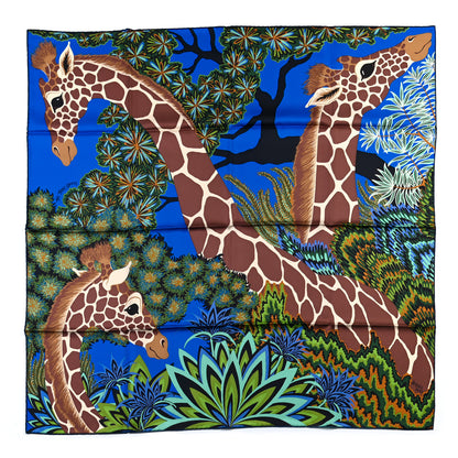 Hermes Silk The Three Graces Scarf 90 Bleu Vif Marron Vert 1 of 6