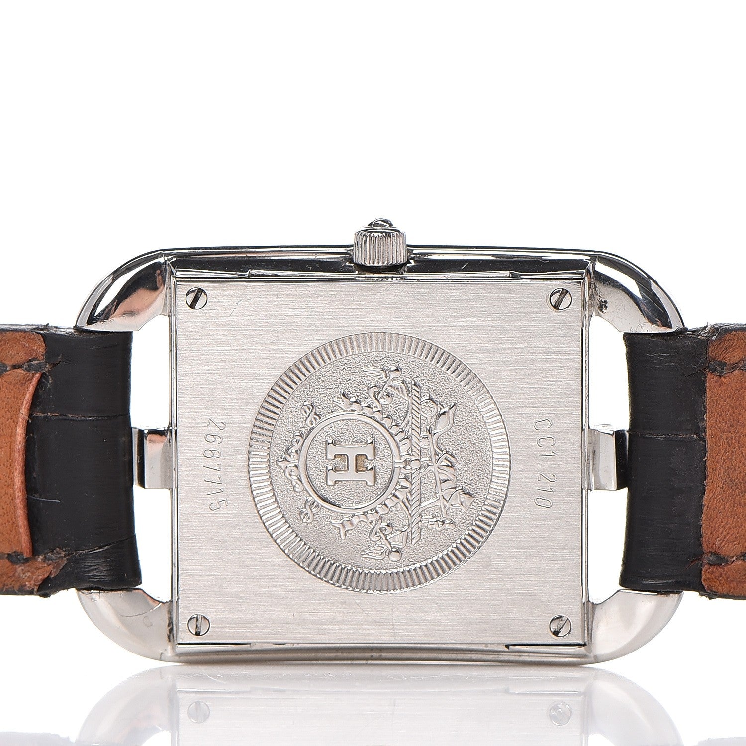 Hermes Stainless Steel Alligator 23mm Cape Cod Quartz Watch Noir 5 of 14