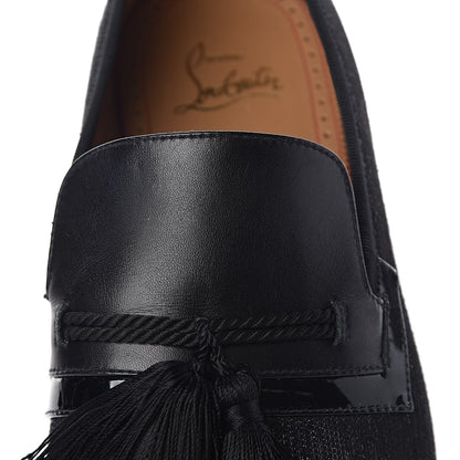 Christian Louboutin Lurex Jacquard Mens Tassel Flat Loafers 40 Black 9 of 10