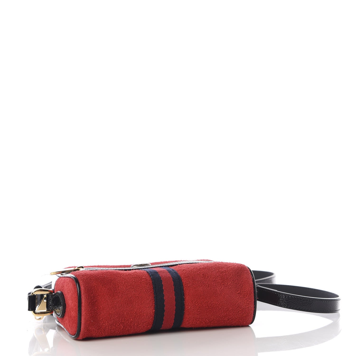 Gucci Suede Patent Web Mini Ophidia Shoulder Bag Red 3 of 10