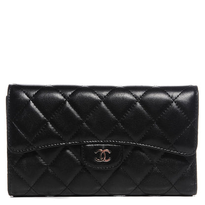 Chanel Lambskin Quilted Large Flap Wallet Black 1 of 9