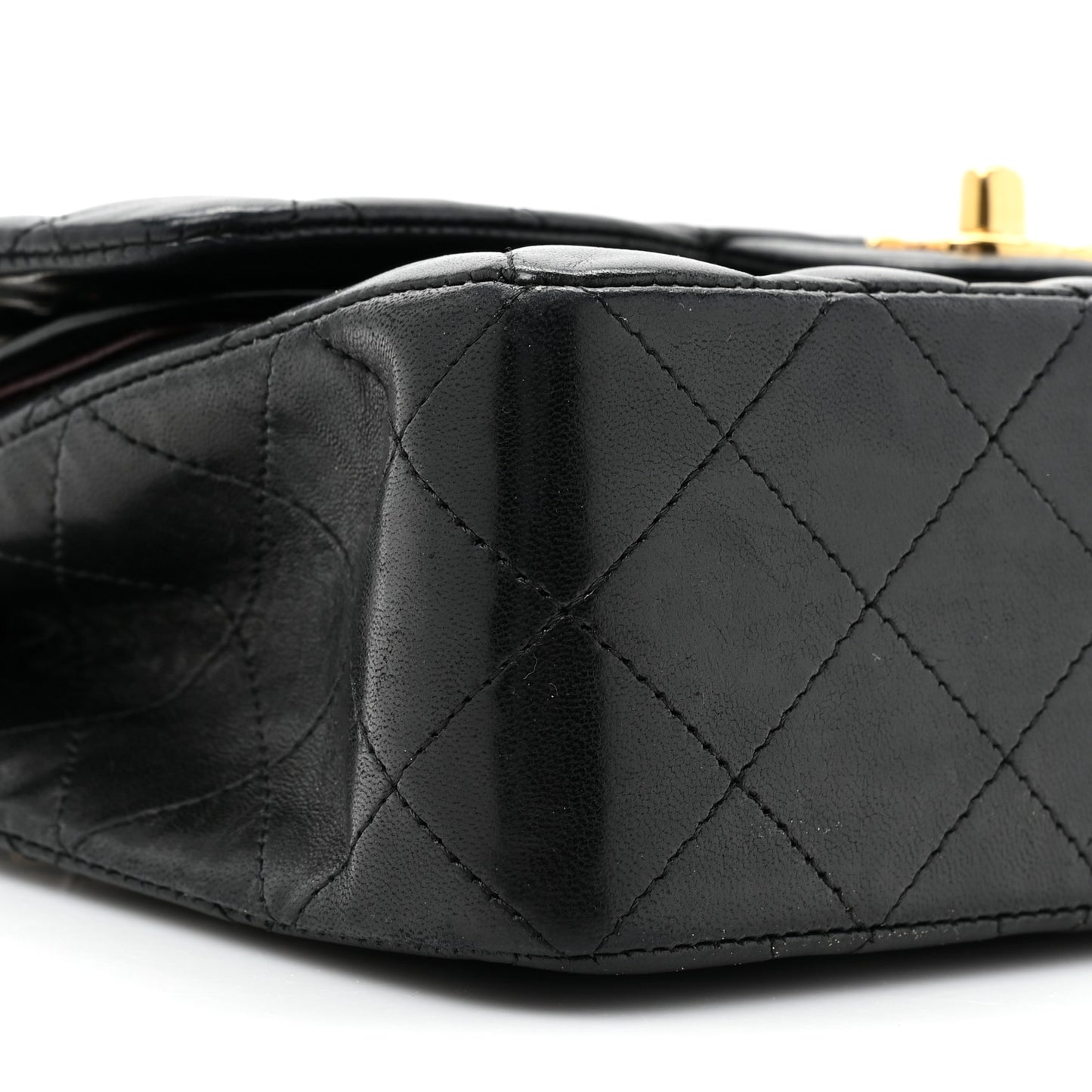 Lambskin Quilted Small Double Flap Black