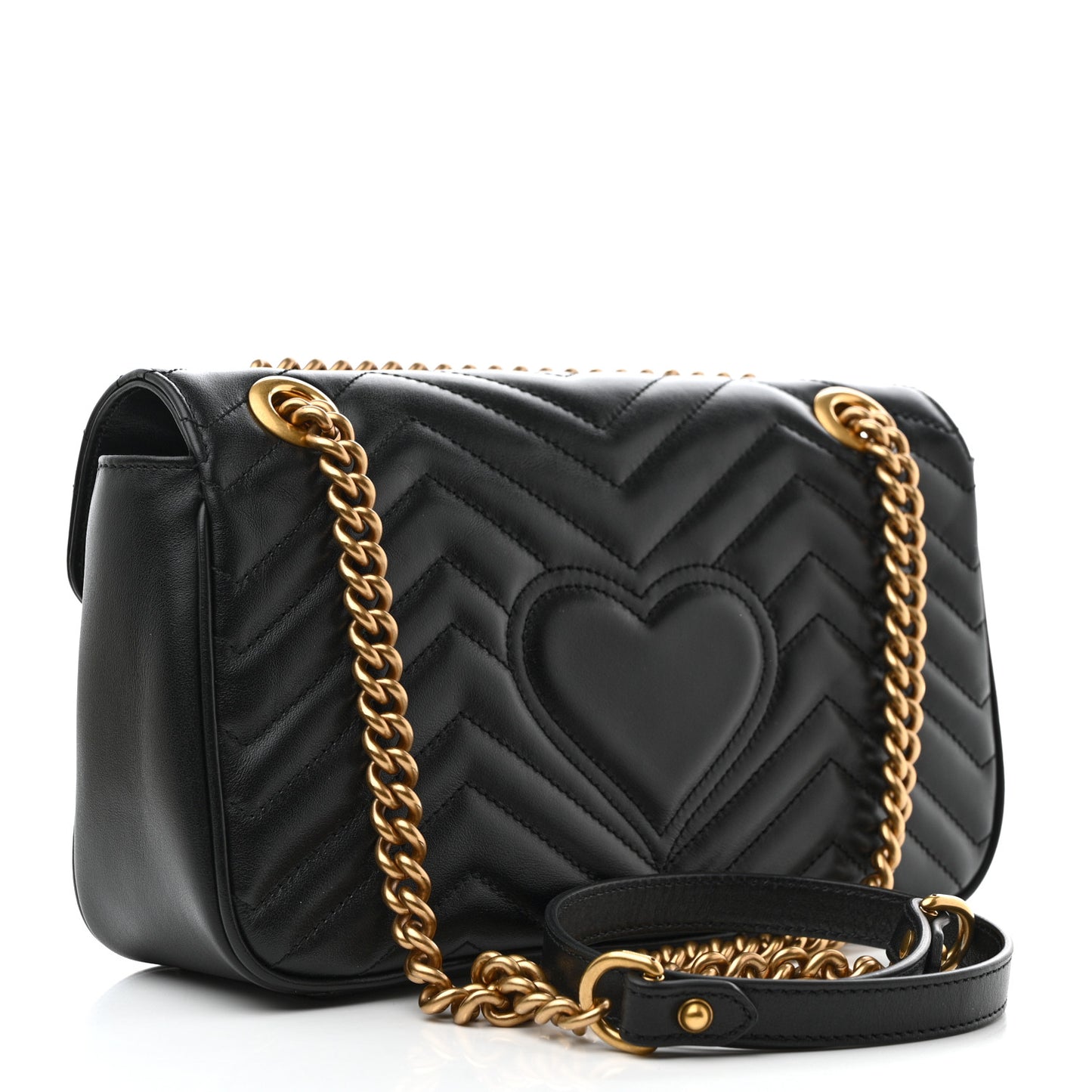 Calfskin Matelasse Small GG Marmont Shoulder Bag Black