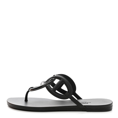 Hermes Rubber Womens Egerie Sandals 38 Black 1 of 9