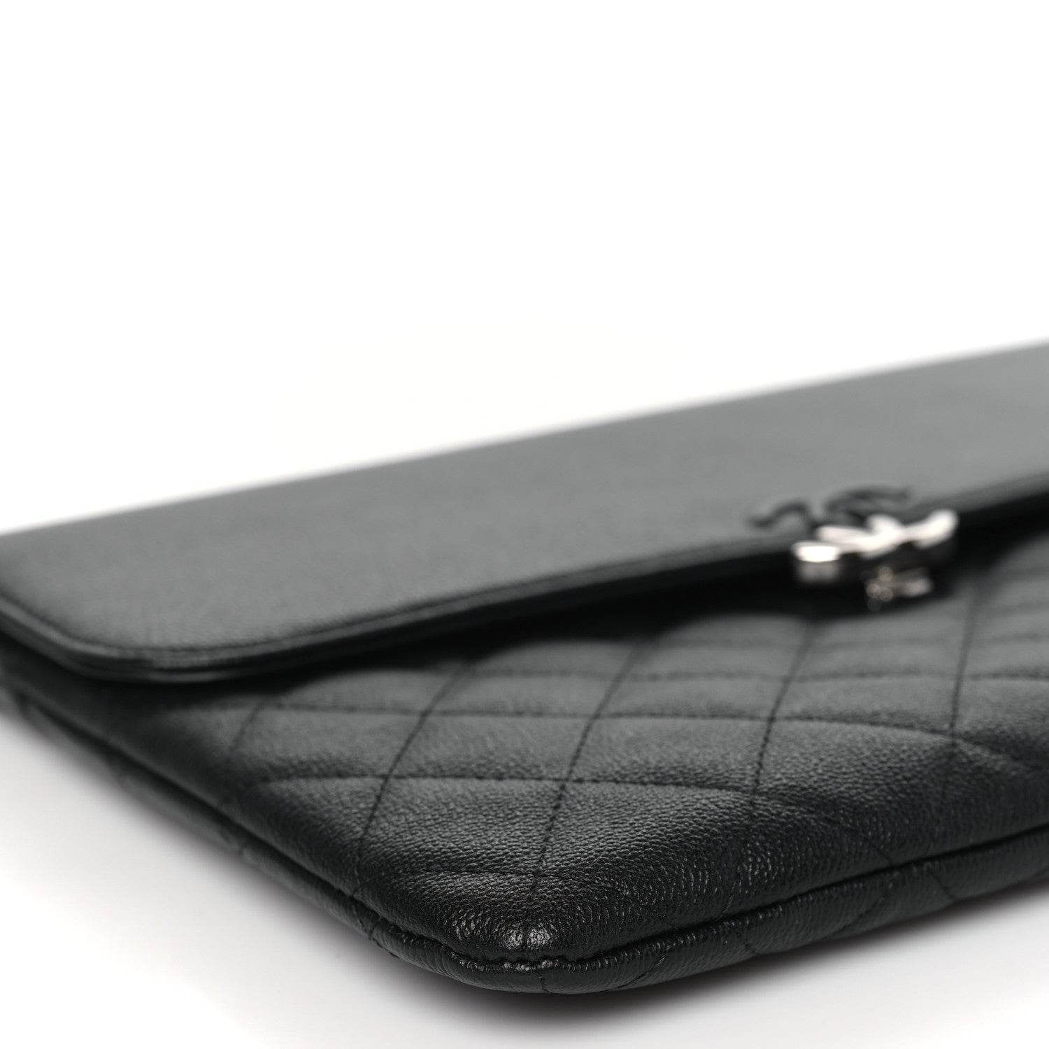 Chanel Grained Calfskin Quilted CC Box Pouch Black 10 of 12