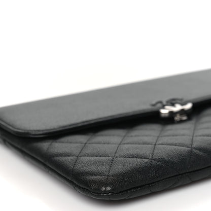 Chanel Grained Calfskin Quilted CC Box Pouch Black 10 of 12