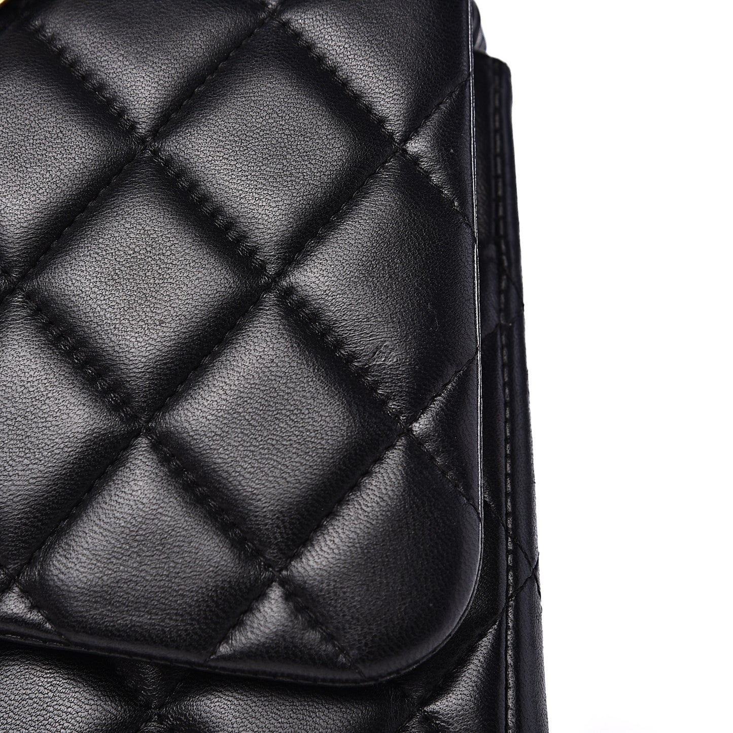 Lambskin Quilted Jumbo Double Flap Black