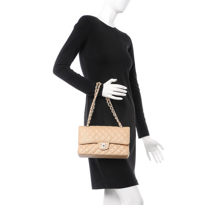 Chanel Caviar Quilted Medium Double Flap Beige 2 of 8