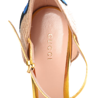 Gucci Metallic Nappa Ophelia Espadrille Platform Wedge Sandals 39.5 Oro Vecchio 7 of 9