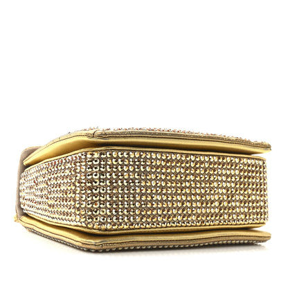 Valentino Garavani Crystal Embellished Metallic Calfskin Small One Stud Clutch With Chain Sunshine Gold 4 of 9