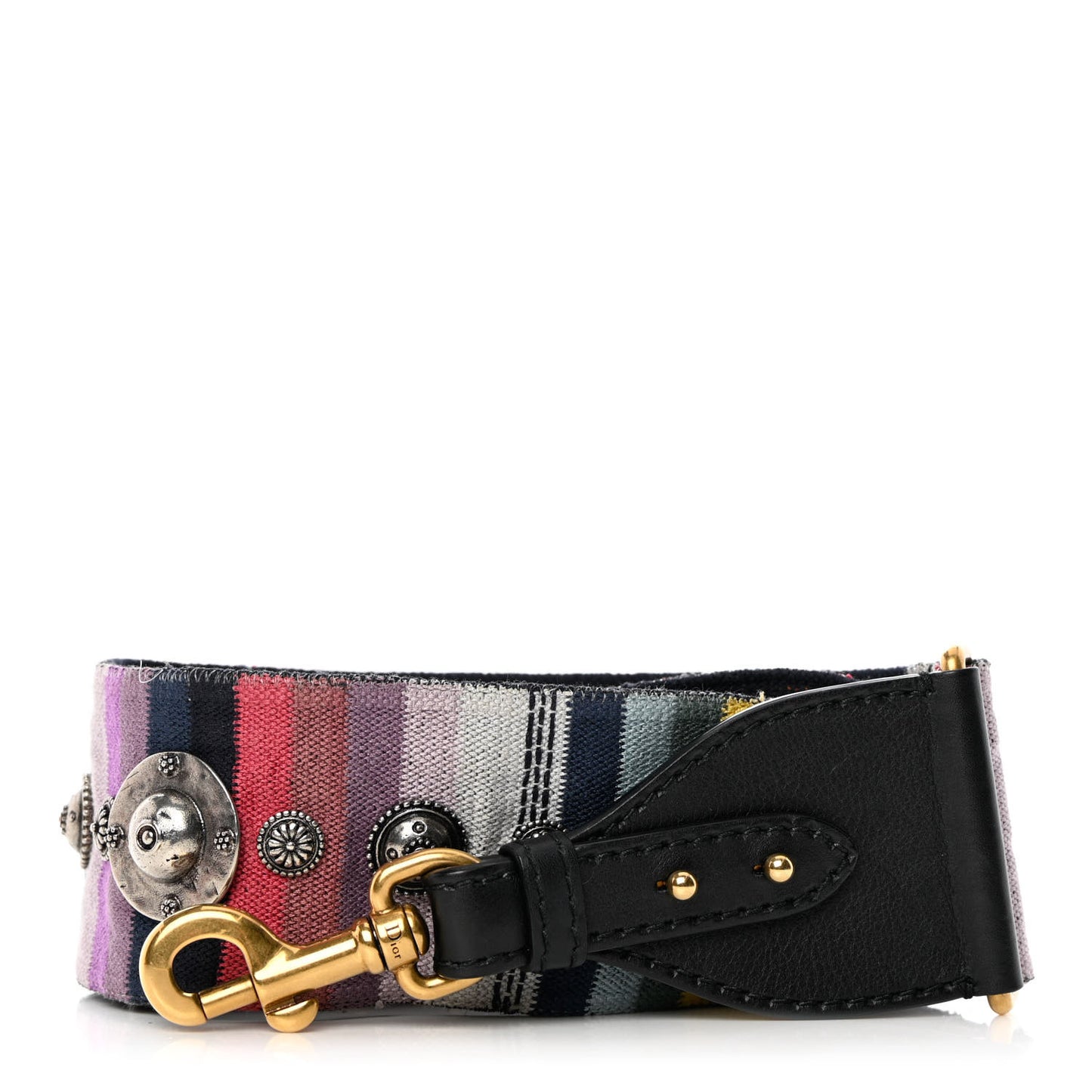 Canvas Embroidered Studded Rainbow Shoulder Strap