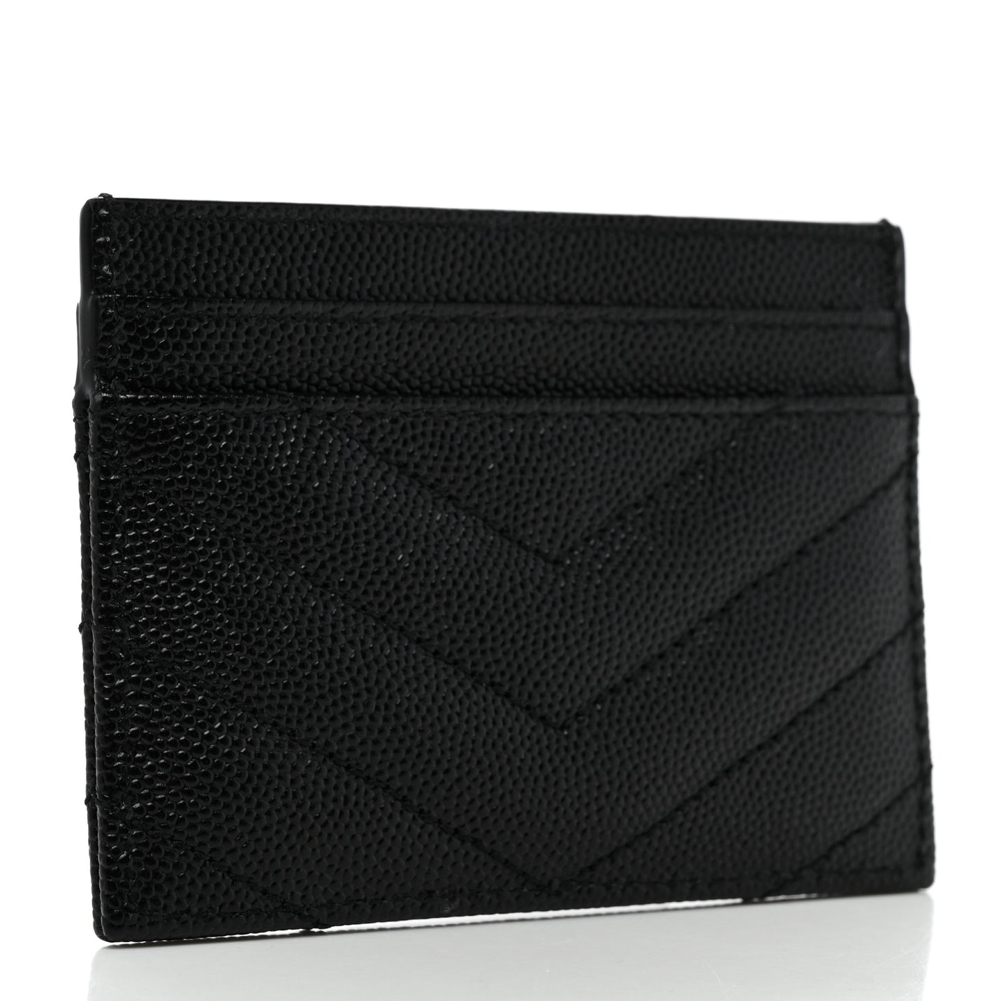 Grain De Poudre Matelasse Chevron Monogram Credit Card Case Black