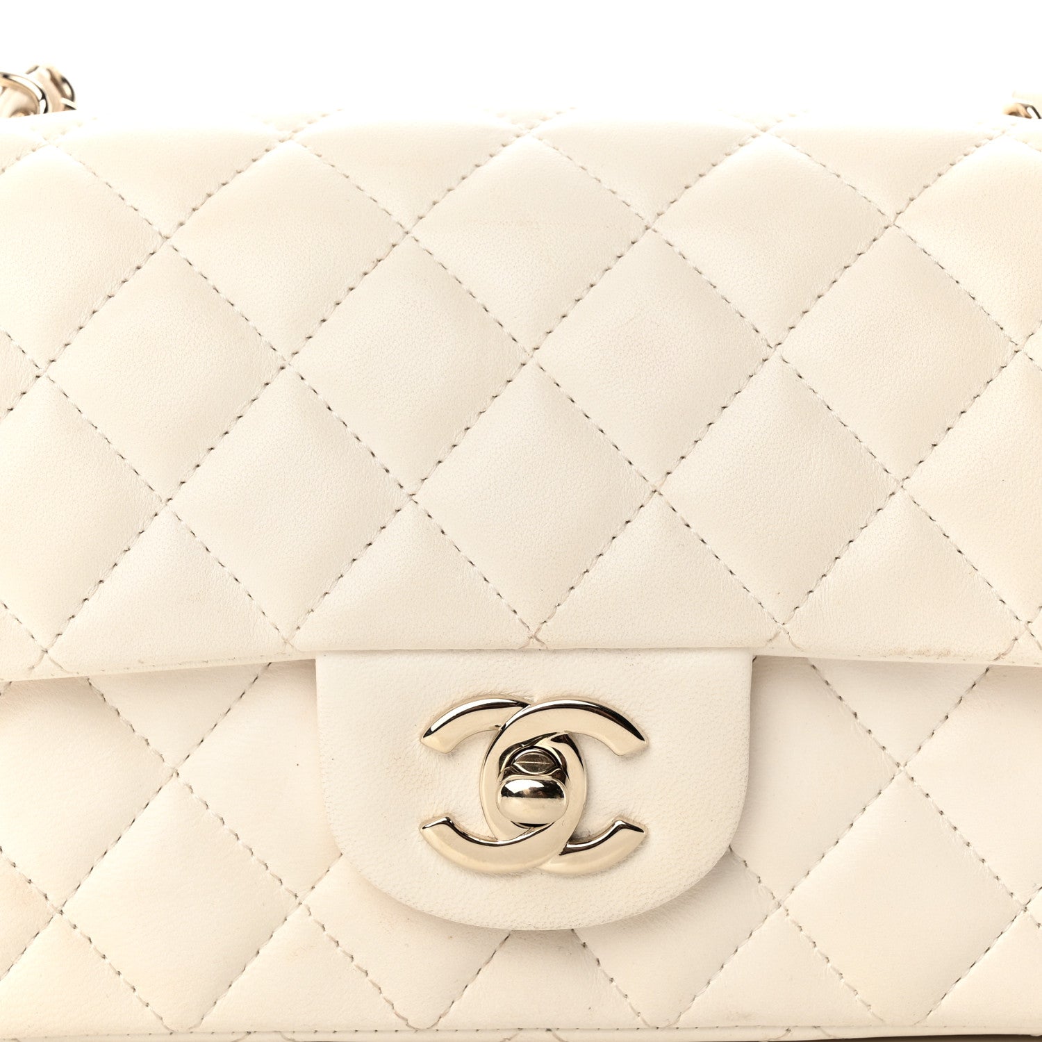 Chanel Lambskin Quilted Mini Rectangular Flap White 8 of 16