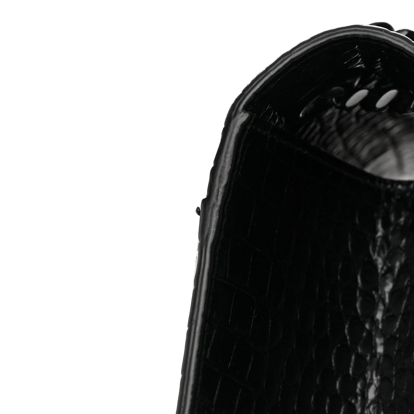 Calfskin Crocodile Embossed Monogram Large Satchel Black