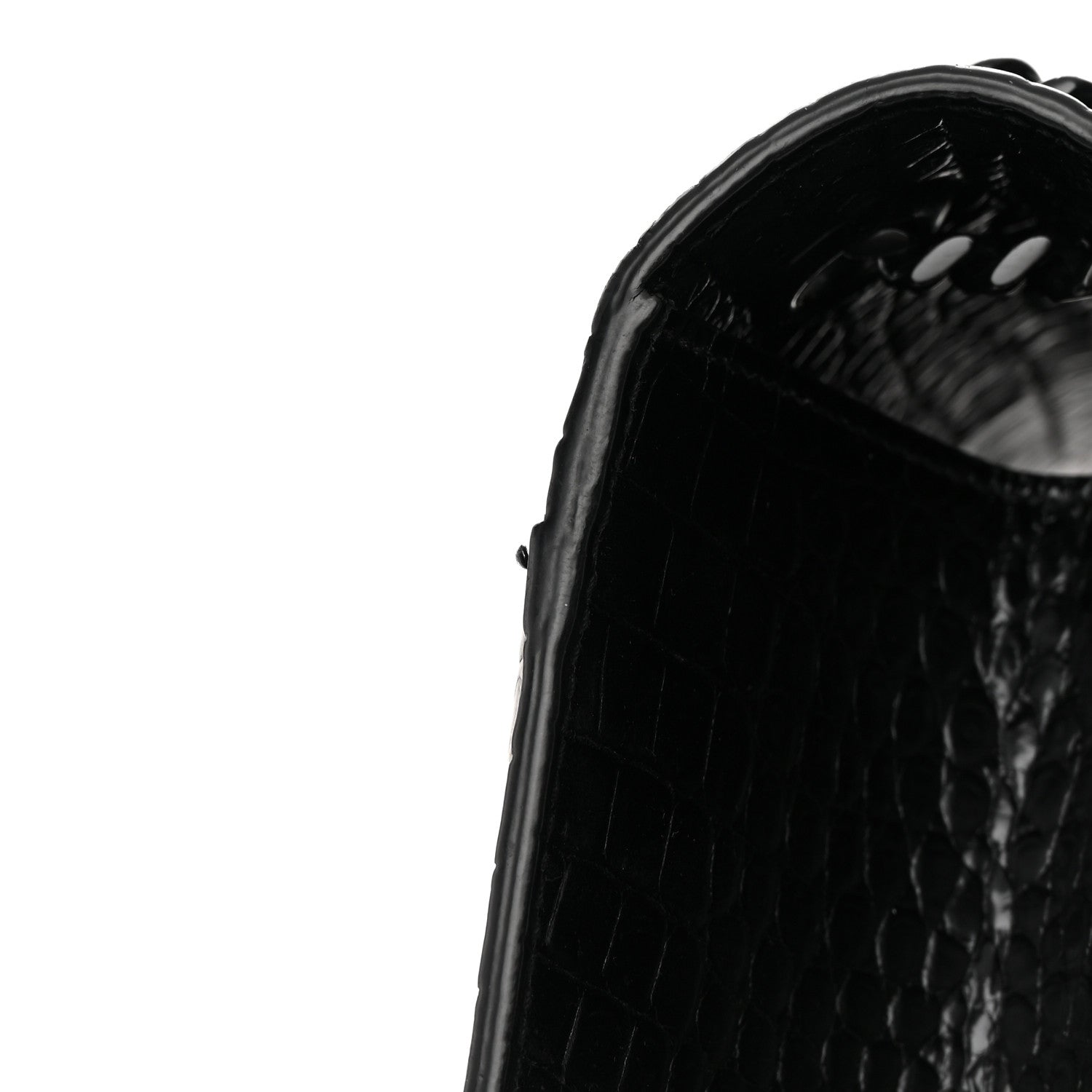 Saint Laurent Calfskin Crocodile Embossed Monogram Large Satchel Black 16 of 16