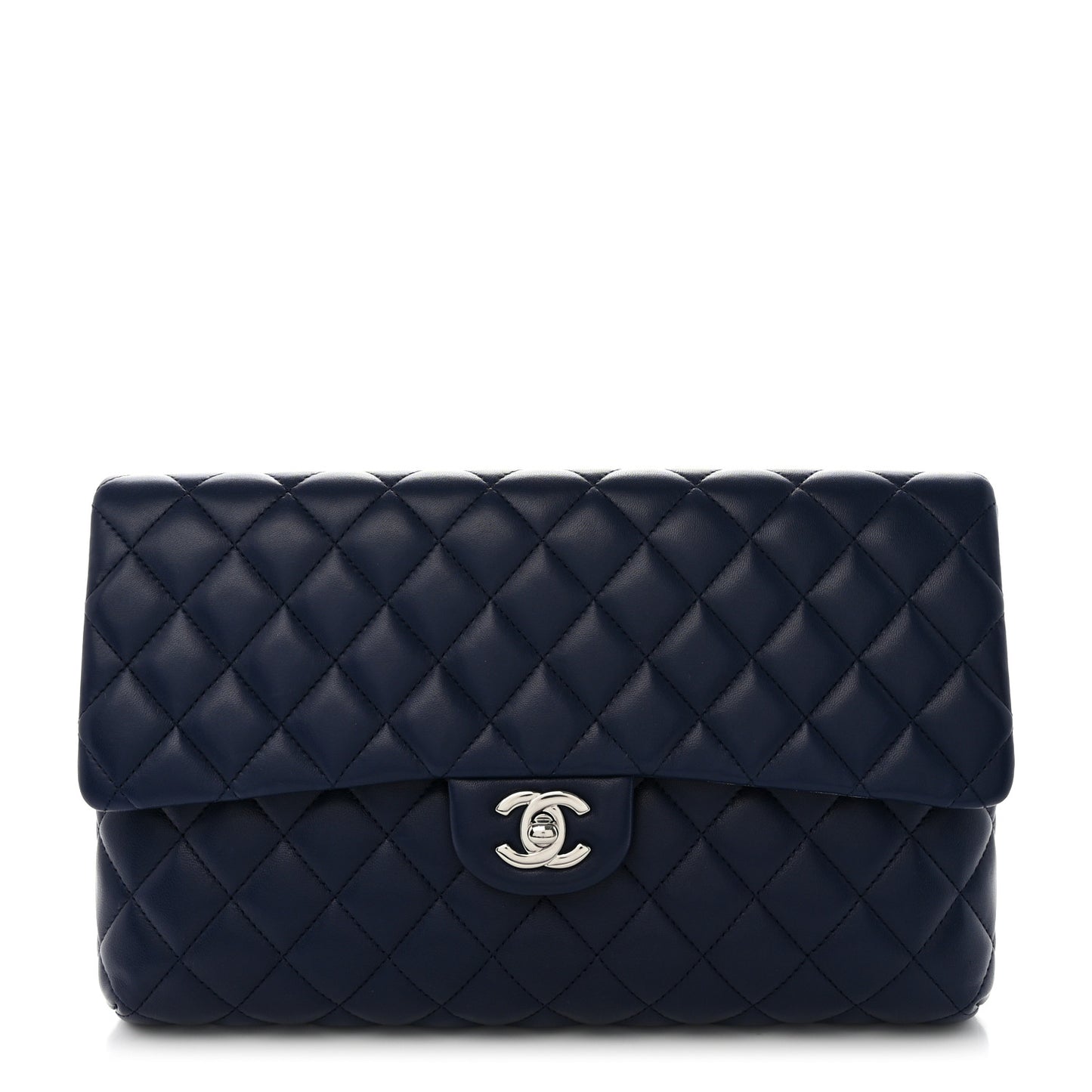 Lambskin Quilted Clutch Flap Blue