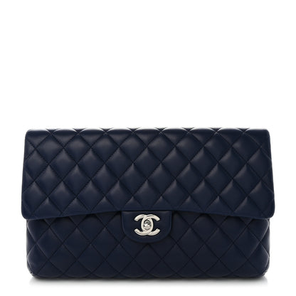Chanel Lambskin Quilted Clutch Flap Blue 1 of 8