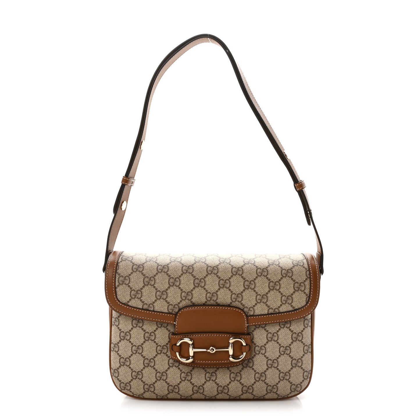 GG Supreme Monogram Horsebit 1955 Soft Small Shoulder Bag Beige Brown Sugar