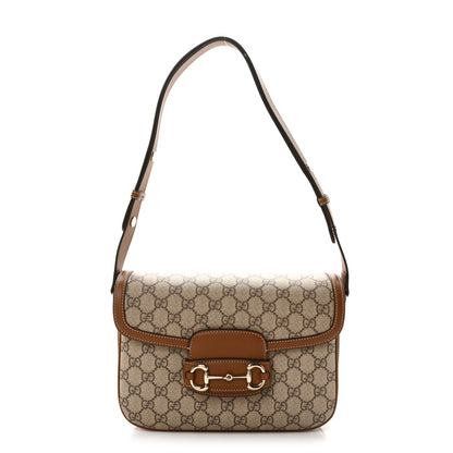 Gucci GG Supreme Monogram Horsebit 1955 Soft Small Shoulder Bag Beige Brown Sugar 1 of 11