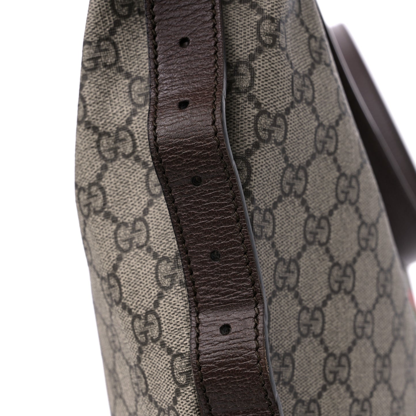 GG Supreme Monogram Web Ophidia Half Moon Hobo Brown