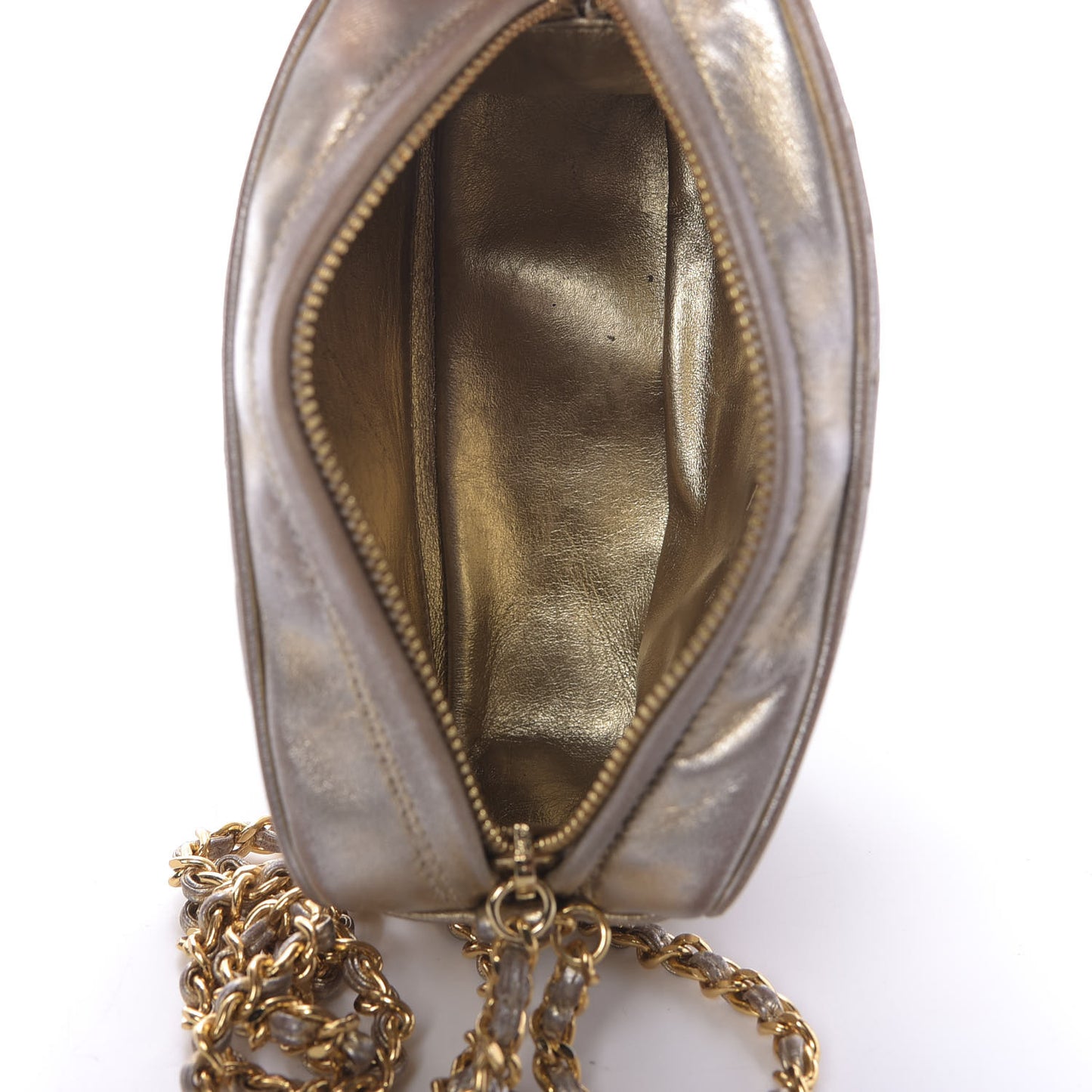 Metallic Lambskin Camera Case Gold