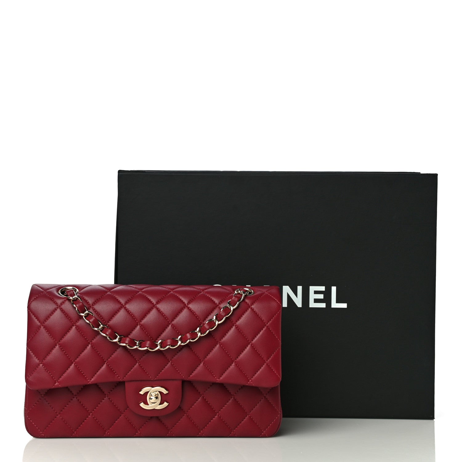 Chanel Lambskin Quilted Medium Double Flap Burgundy 13 of 13