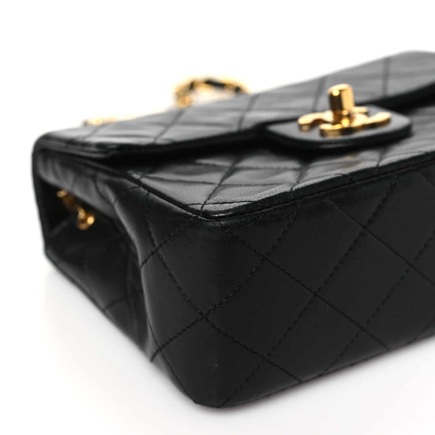 Lambskin Quilted Mini Square Flap Bag Black