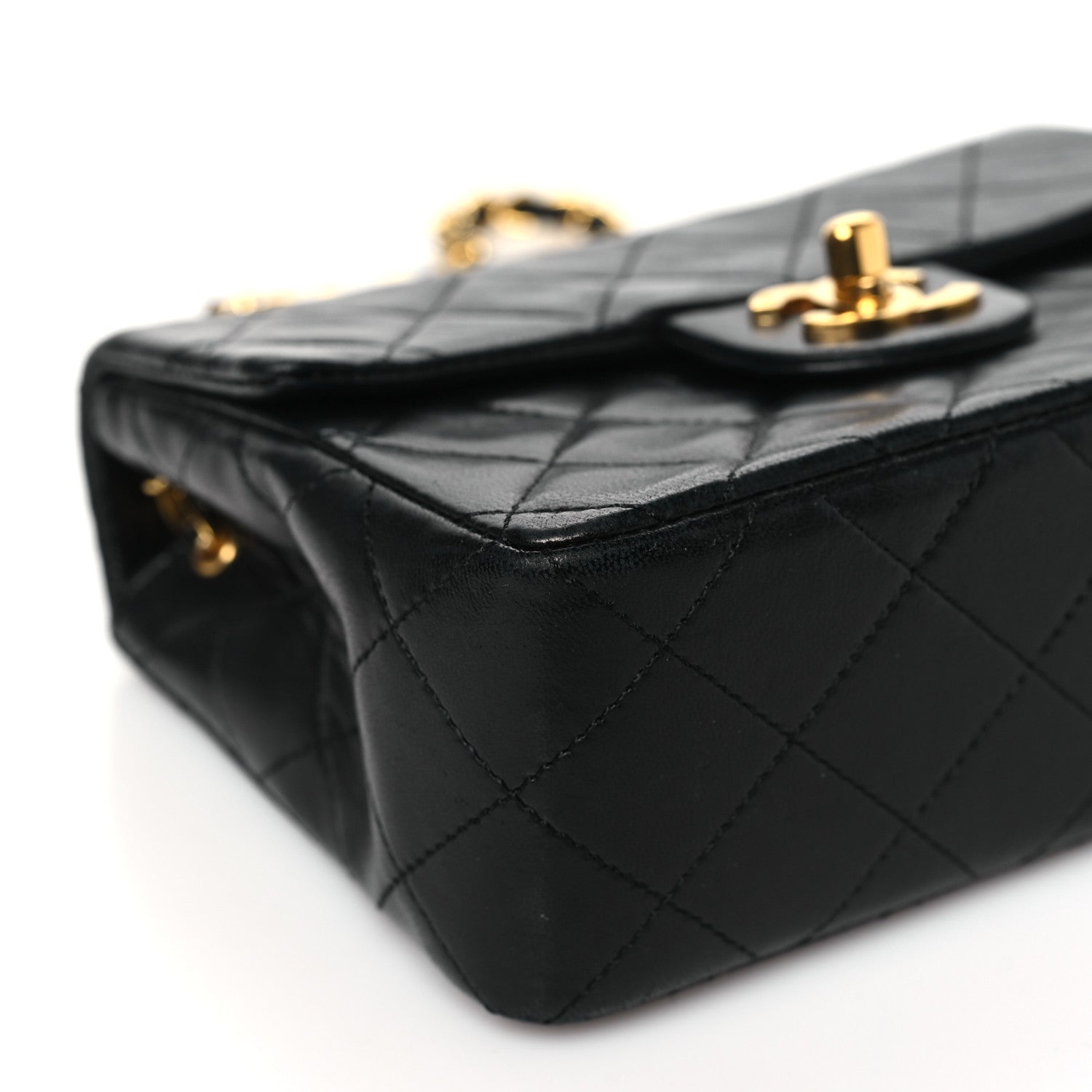 Chanel Lambskin Quilted Mini Square Flap Bag Black 9 of 10