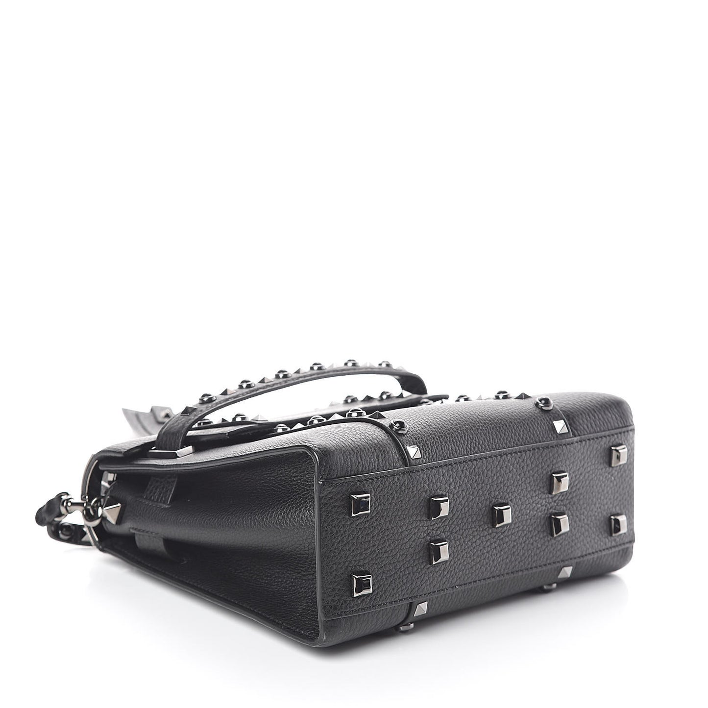 Grainy Calfskin Onyx Small My Rockstud Rolling Frame Bag Black
