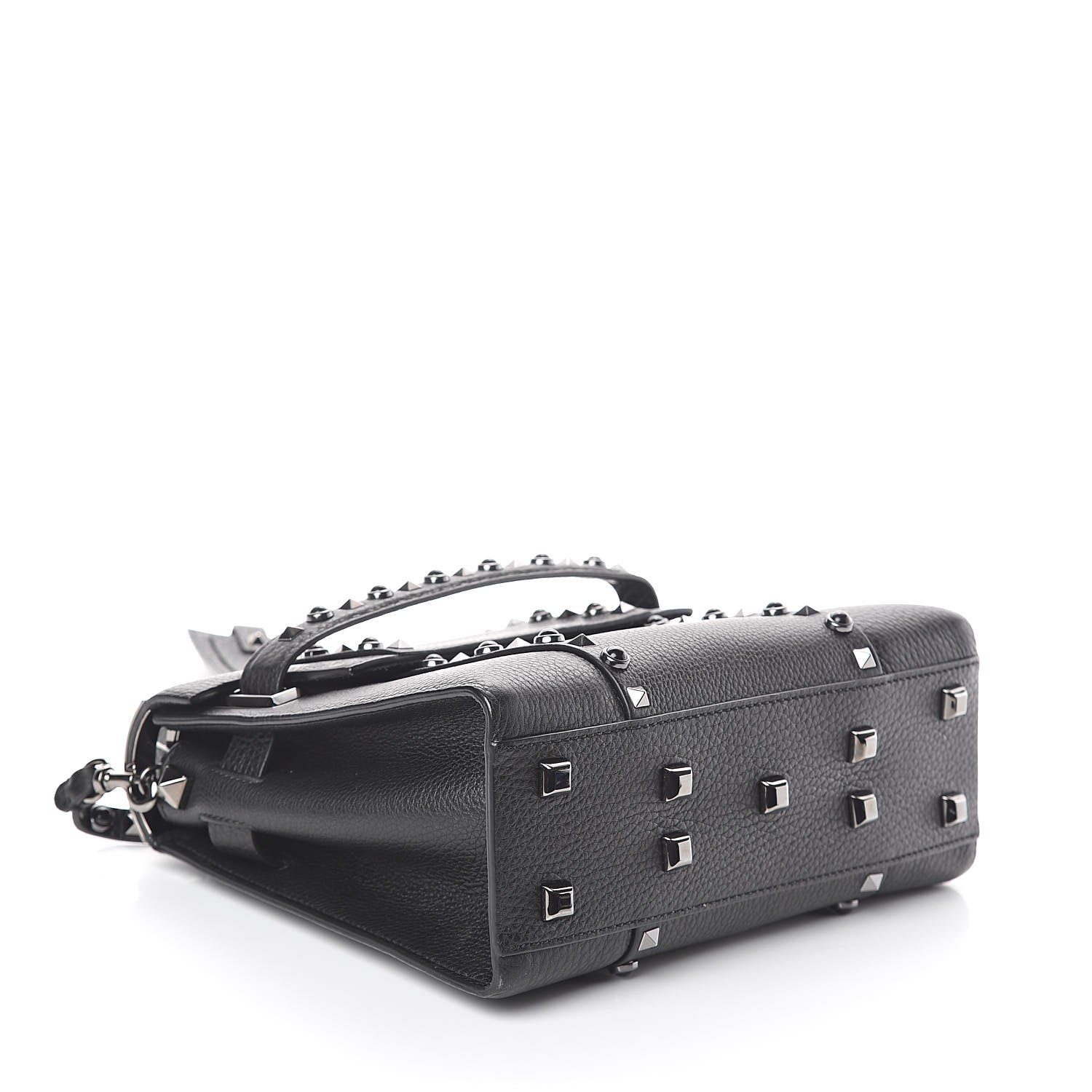 Valentino Garavani Grainy Calfskin Onyx Small My Rockstud Rolling Frame Bag Black 4 of 9