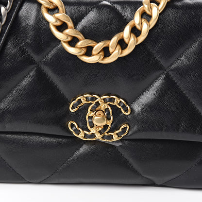 Chanel Goatskin Quilted Medium 19 Flap Black 10 of 11