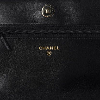 Chanel Lambskin Quilted Boy Wallet On Chain WOC Black 8 of 11