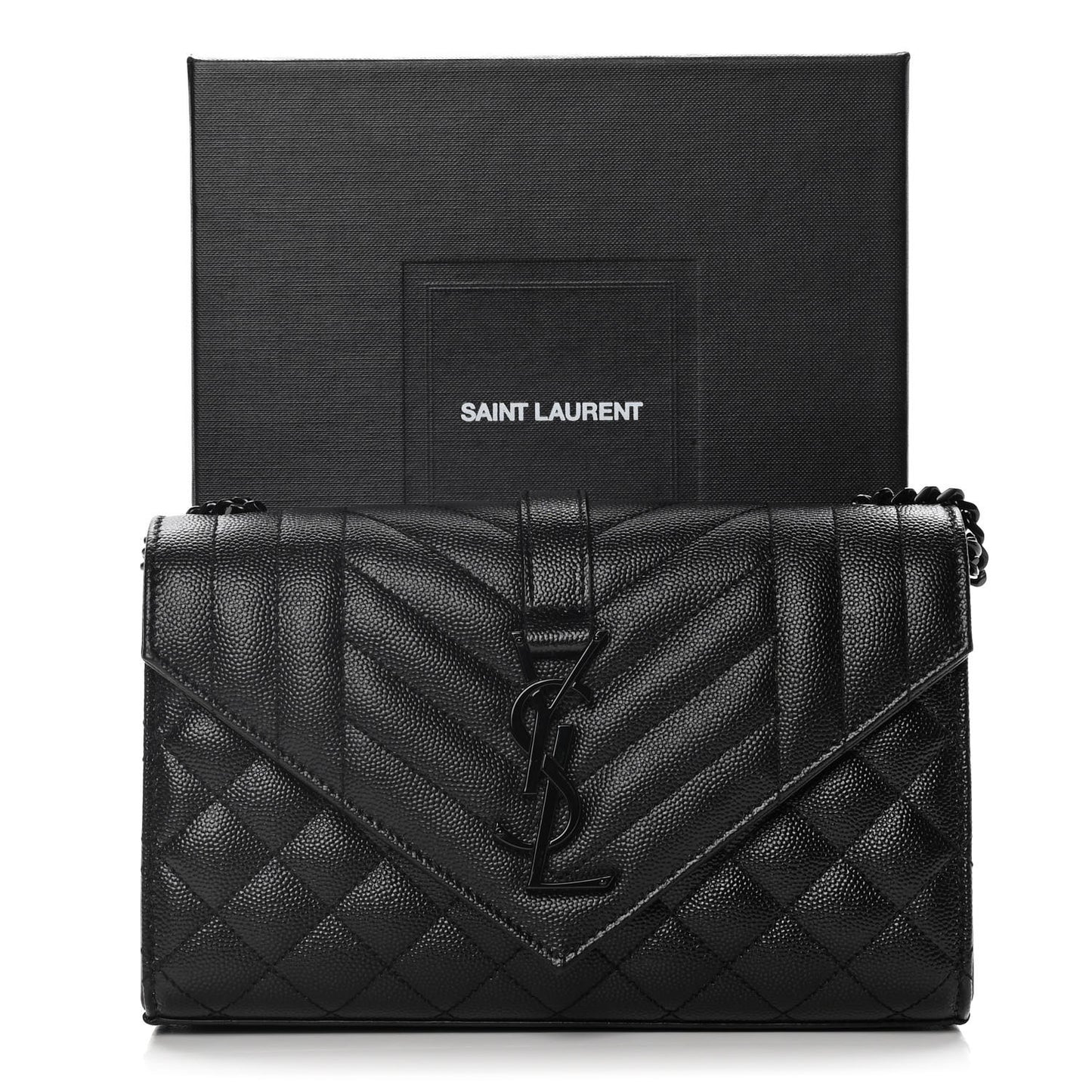 Grain De Poudre Textured Mixed Matelasse Triquilt Small Monogram Satchel Black